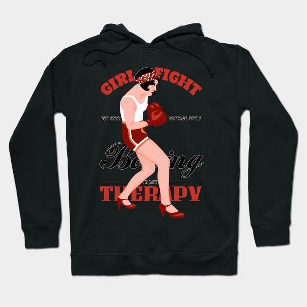 Boxing Girl Fight Vintage Style Hoodie by KewaleeTee